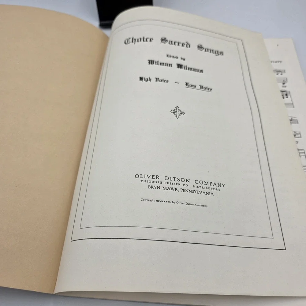 Choice Sacred Songs High & Low Voice Wilman Wilmans 1936 Violin Organ 1st Ed.